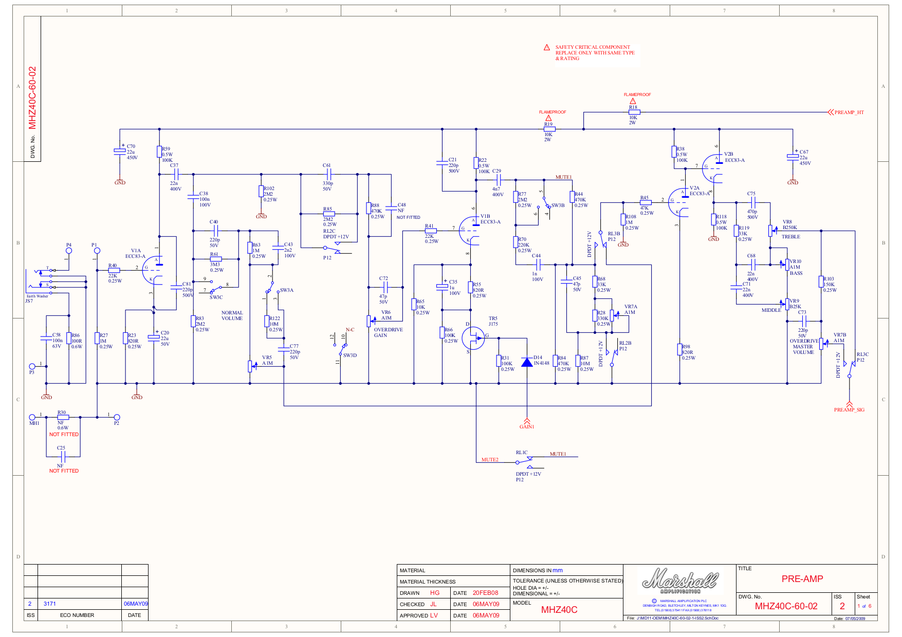 Download free pdf for Marshall MHZ40C Amp manual